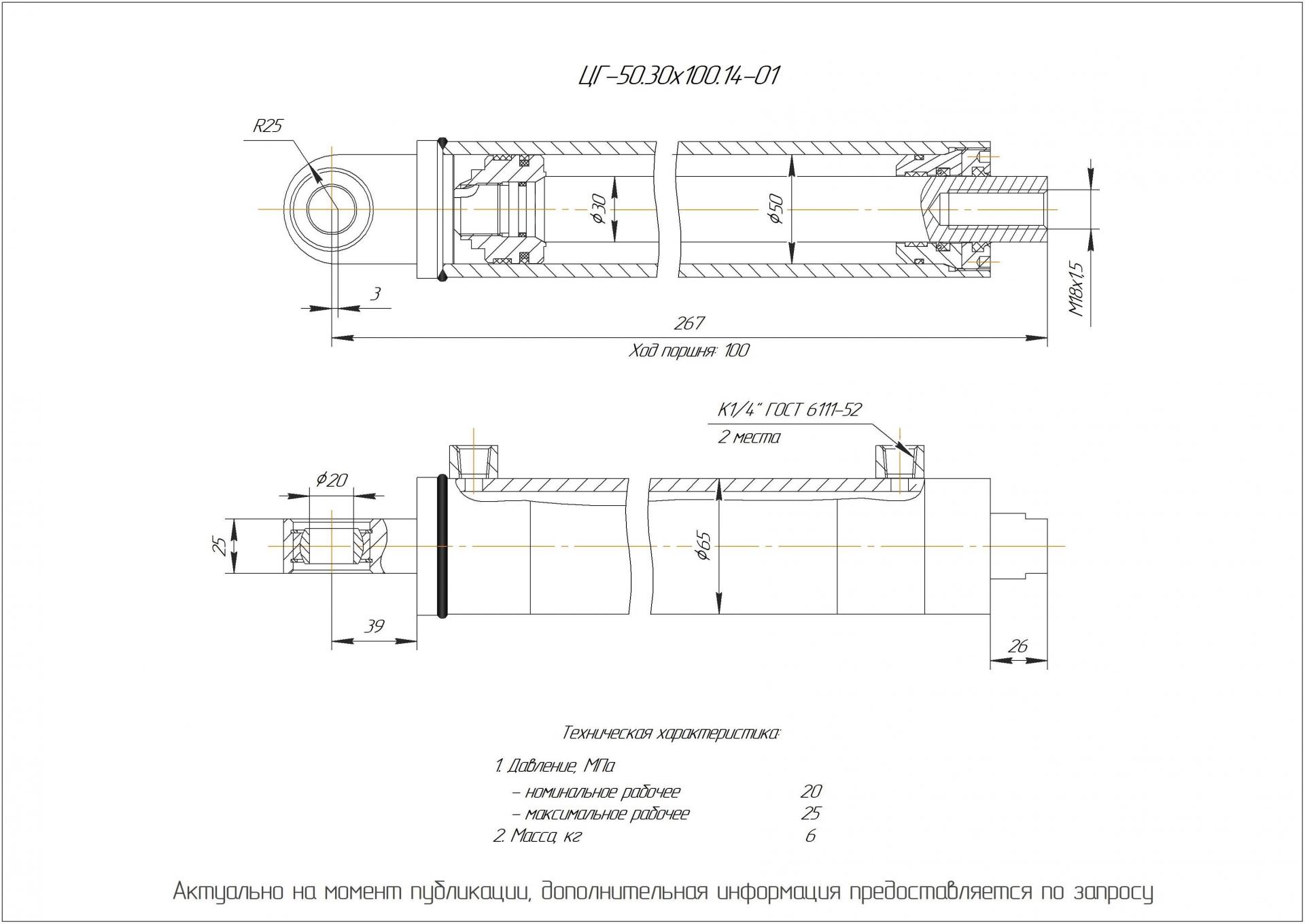 ЦГ-50.30х100.14-01 Гидроцилиндр